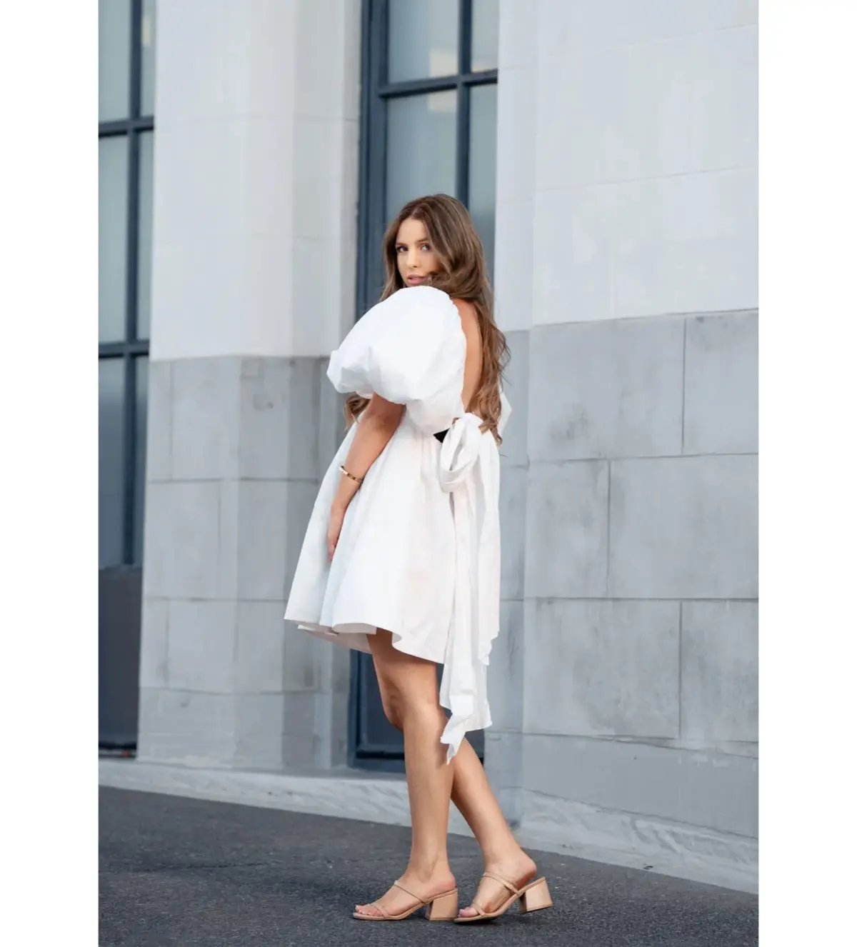 Aje Casabianca Puff Sleeve Mini Dress Ivory Size AU 6 photo 3