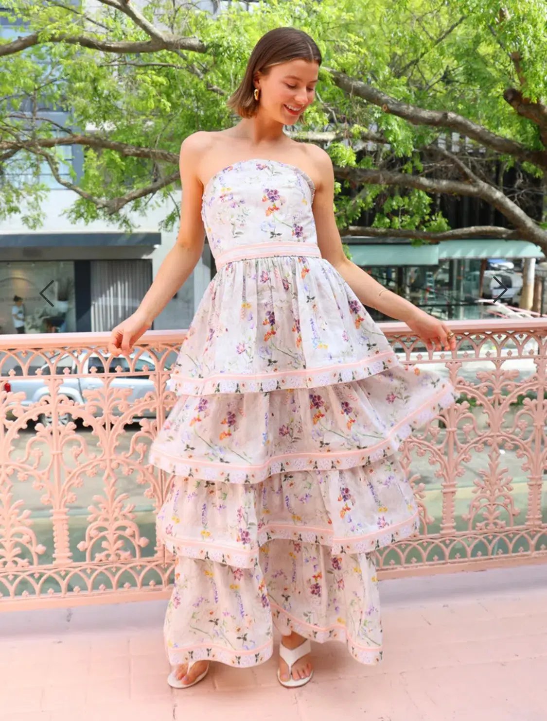Aqua Blu Moonflower Heidi Dress, Size AU 8, Strapless Maxi Tiered Ruffles photo 5