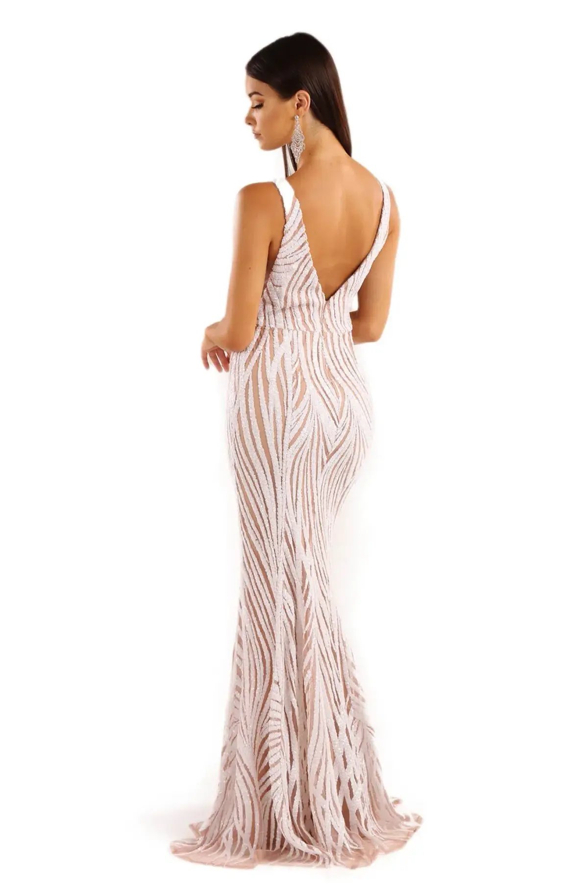 Noodz Boutique Sapphira Sequin Gown White/Beige Size 6 photo 2