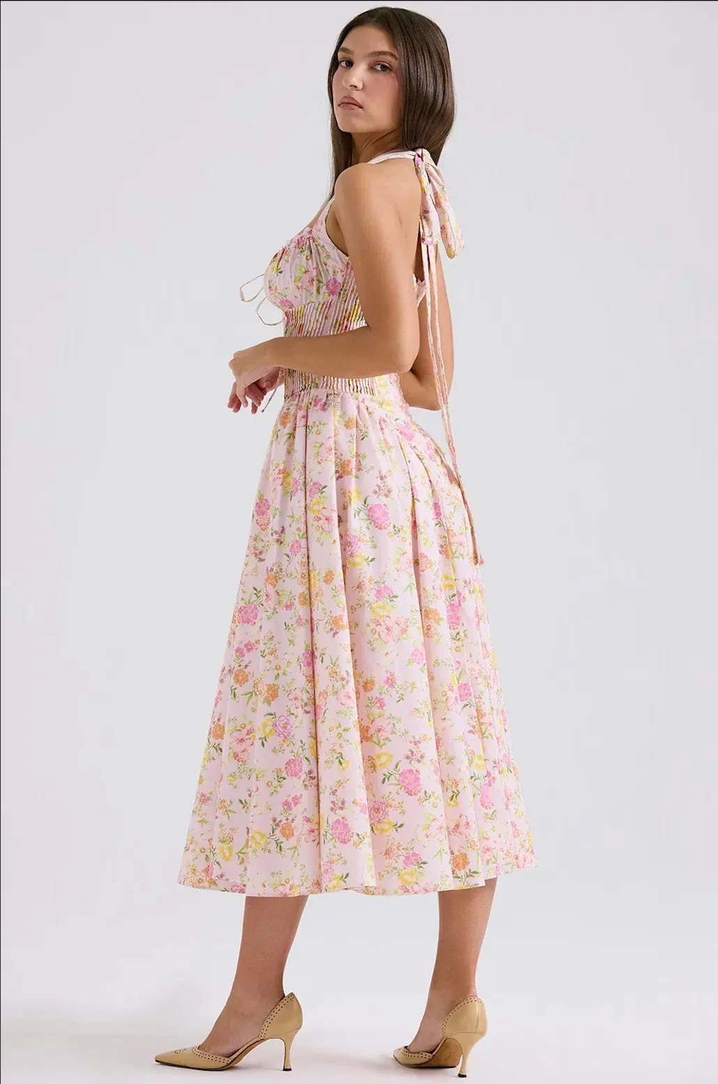 House of CB Adabella Halter Midi Sundress Meadow Print Size L / AU 14 photo 3
