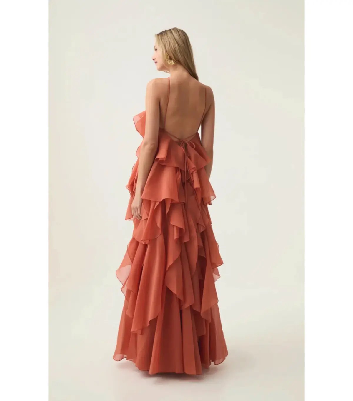 Aje Pandorea Layered Maxi Dress in Coral Clay Size AU 6 photo 7