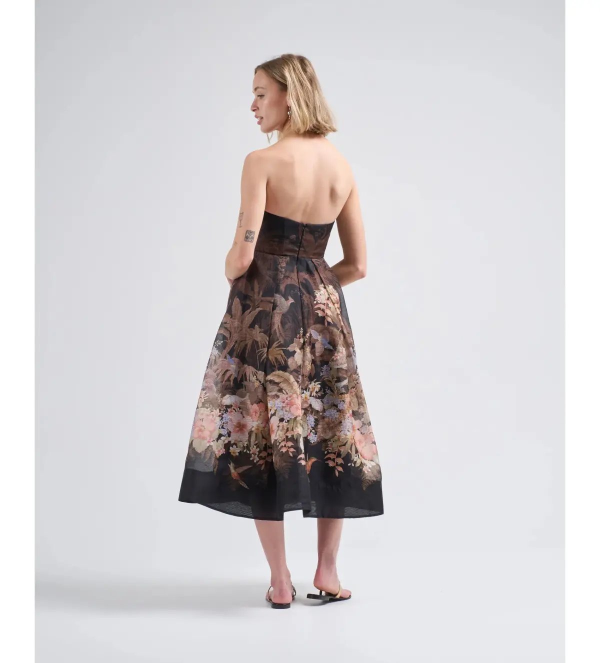 Zimmerman Illuminate Draped Mini Dress Black Tropical Size AU 10 photo 3