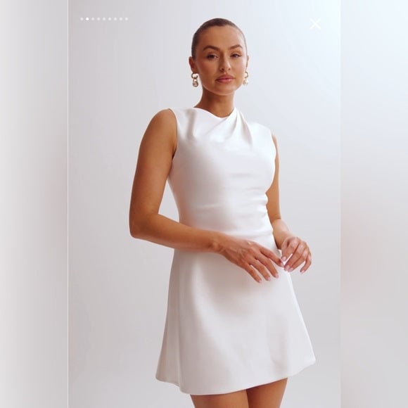 Meshki Granger Satin Structured Mini Dress - White photo 3