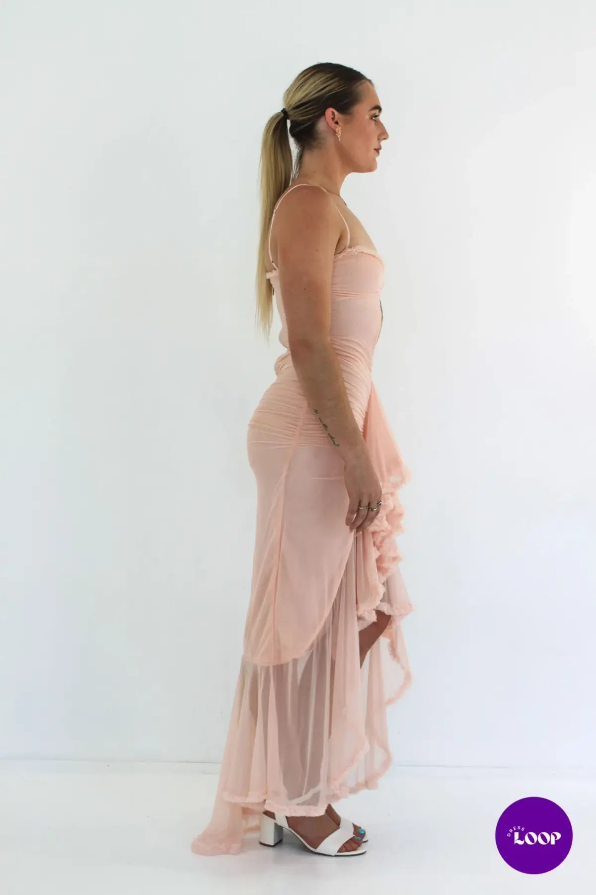 House of CB Gabriella Ruffled Front Gown Soft Peach Size S / AU 8 photo 3