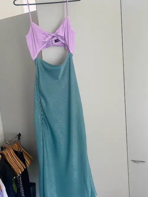 San Sloane Alona Midi Dress Purple Blue Size 10 photo 3