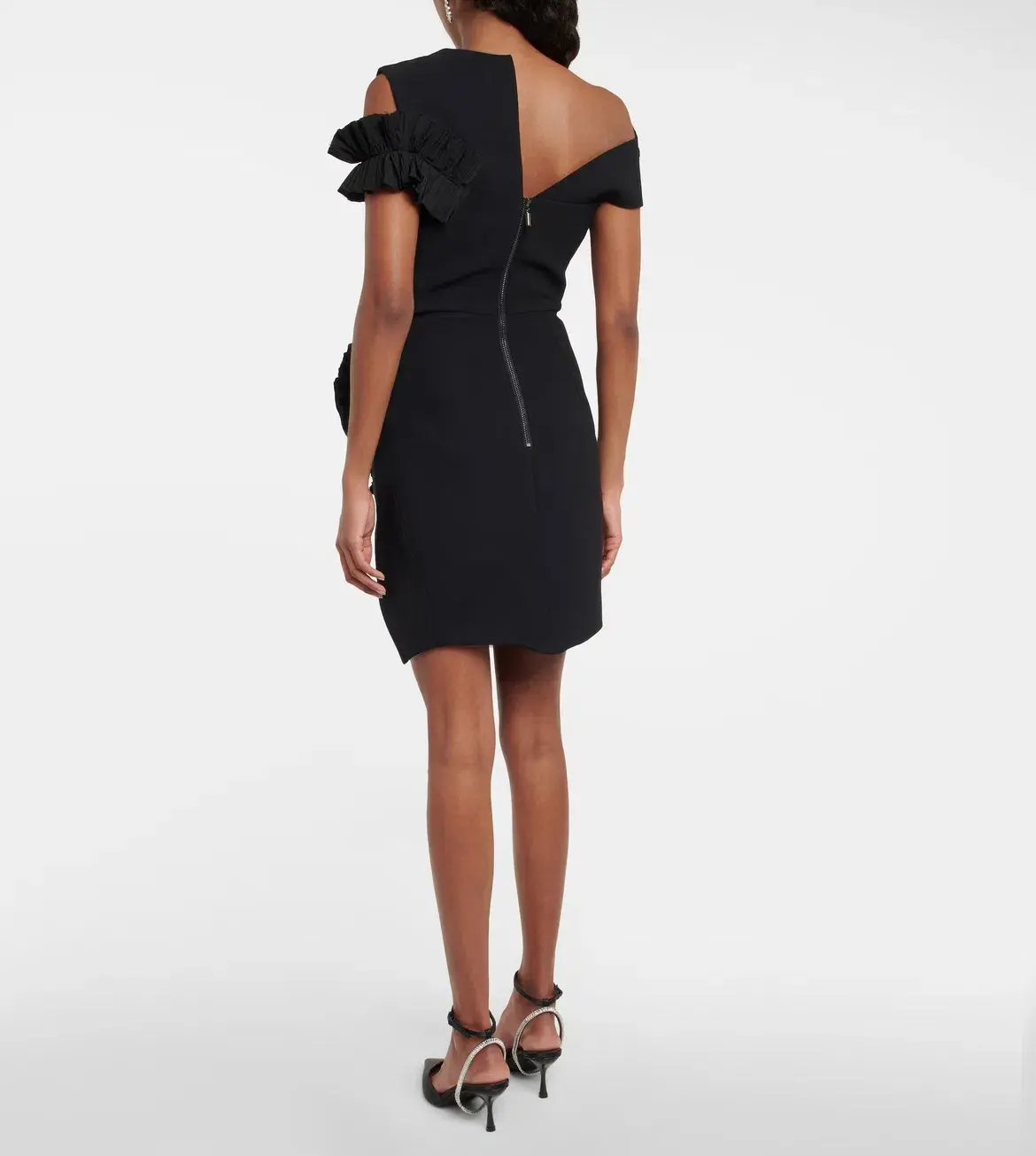 Toni Maticevski Avery Ruffled Crepe Mini Dress Black Size 8 photo 2
