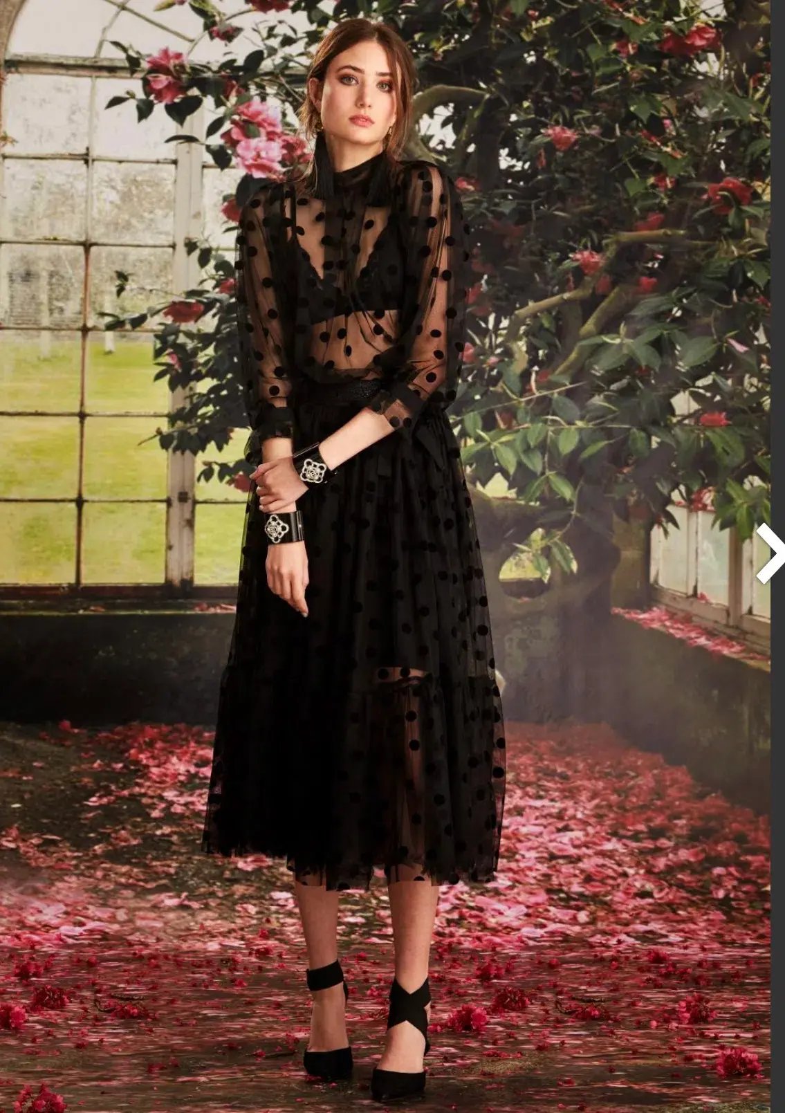 Trelise Cooper Tiers In The Stars Skirt Black Tulle Polka Dots Size L photo 2