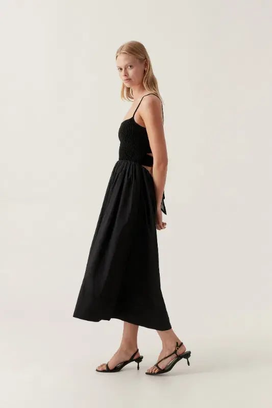Aje Danica Tie Back Midi Dress Black Size AU 16 photo 2