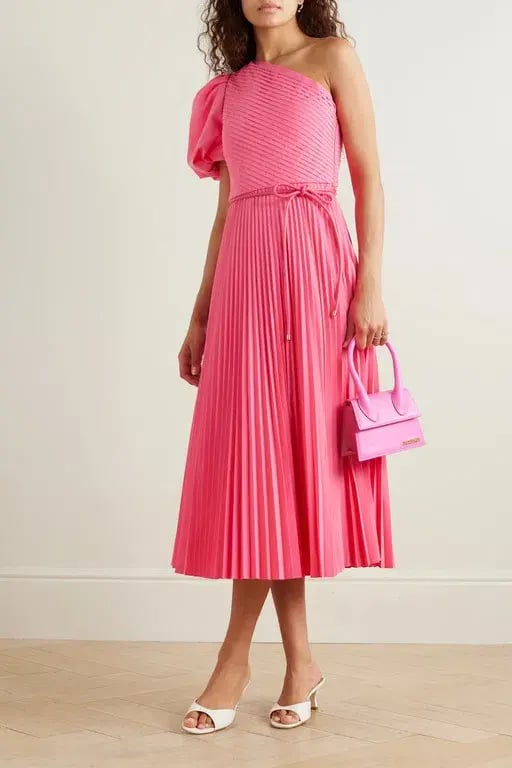 Rebecca Vallance  Rosa One Shoulder Midi Dress  Pink Size 12 photo 5