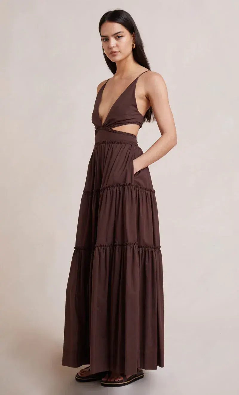 Bec & Bridge Carla V Maxi Dress Brown Size 6 photo 2