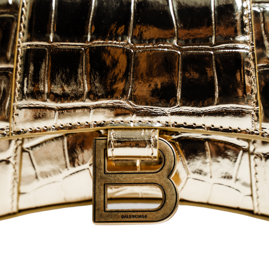 Balenciaga Gold Hourglass Croc Embossed Xs photo 3