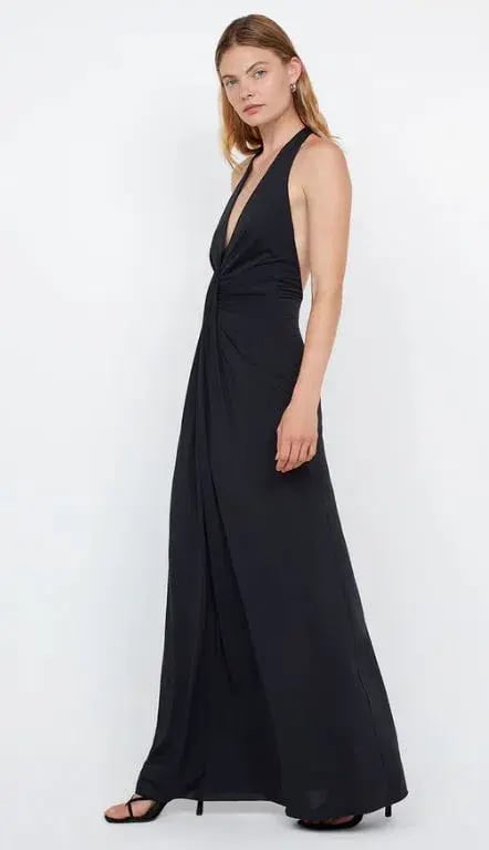 Bec and Bridge Tillie Drape Maxi Dress Black Size AU 10 photo 3