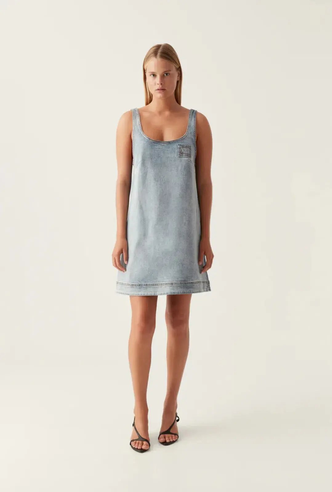 Aje Bambie Denim Mini Dress Two Tone Indigo Size 6 photo 4