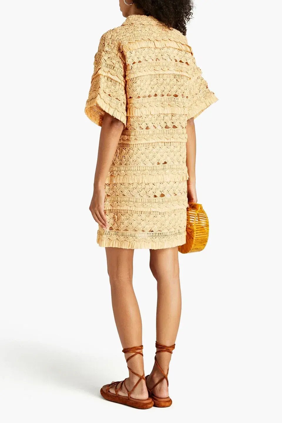 Zimmermann Postcard Crochet Mini Dress Straw Yellow Size 2 / AU 12 photo 2