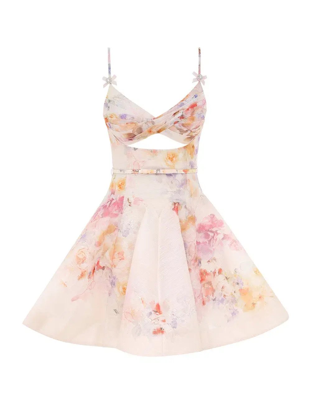 Zimmermann The Crush Twist Front Mini Dress in Multi Floral Size 0 / AU 8 photo 3
