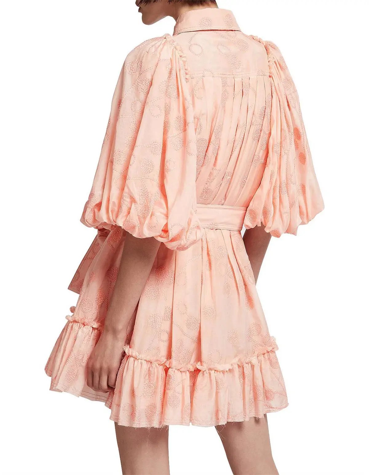 Aje Textural Puff Sleeve Mini Dress Peach Size 8 photo 3