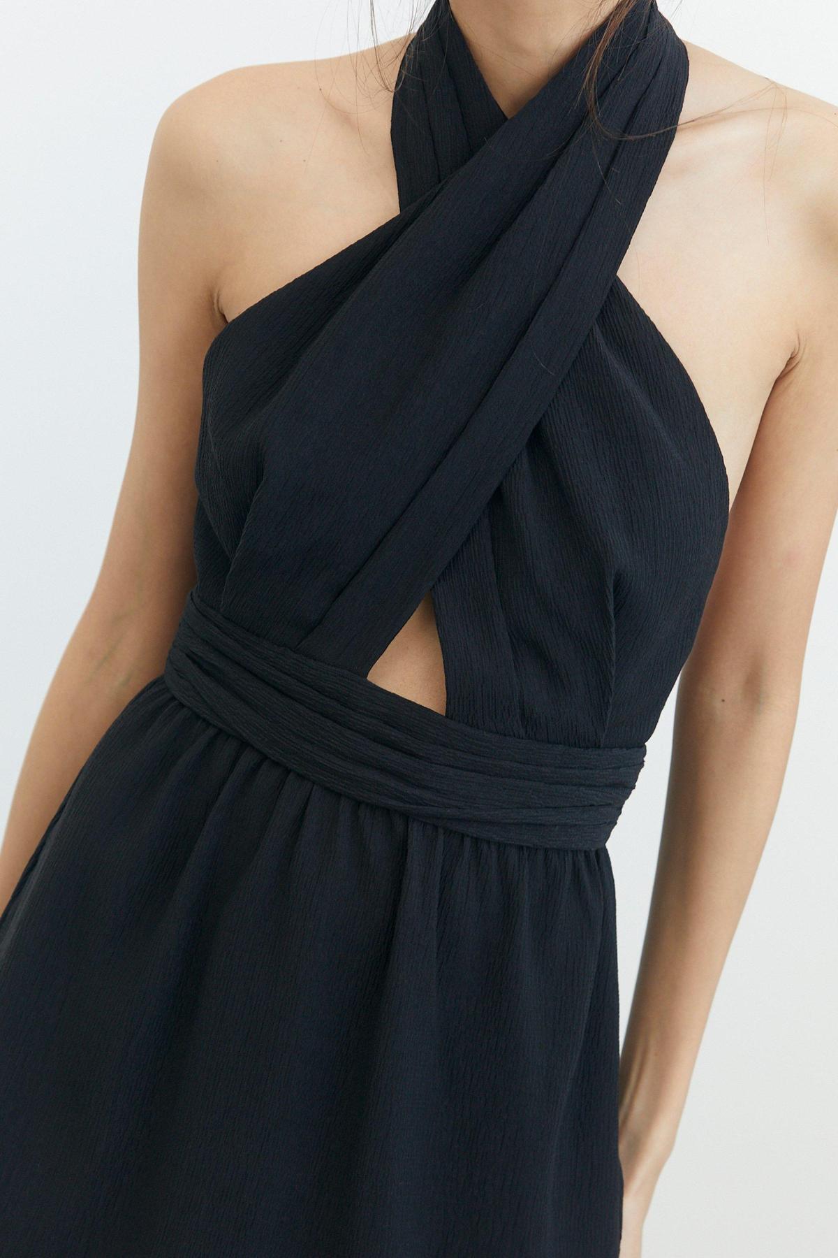 THIRD FORM Crossing Over Mini Dress in Black Ripple Size 6 photo 10