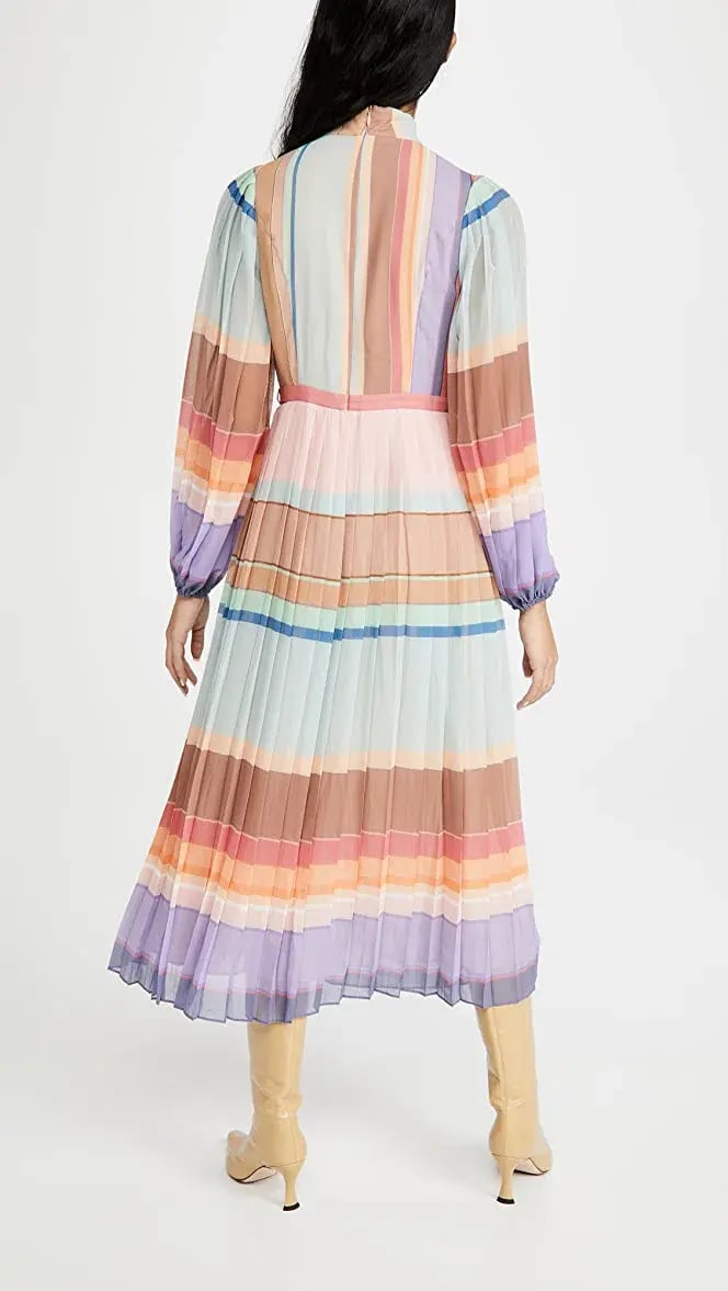 Zimmermann Rainbow Striped Crepe De Chine Midi Dress Multi Size 8 photo 3