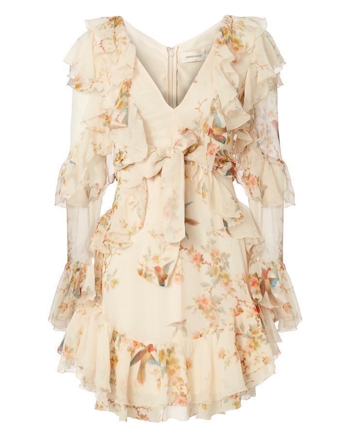Zimmermann Folly Flutter Mini Dress Cream Floral Size 8 photo 4