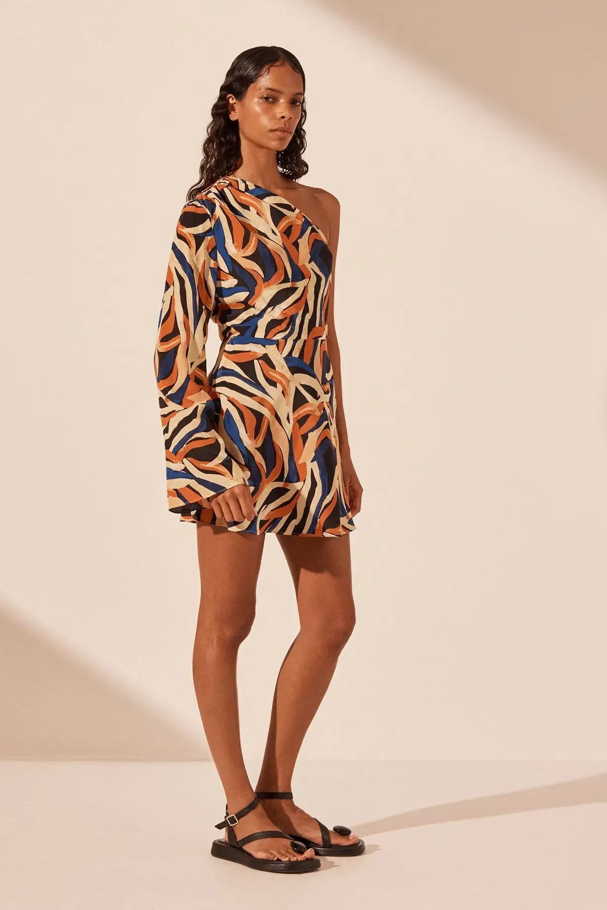 Shona Joy Palma Silk One Shoulder Mini Dress Print Size 8 photo 4