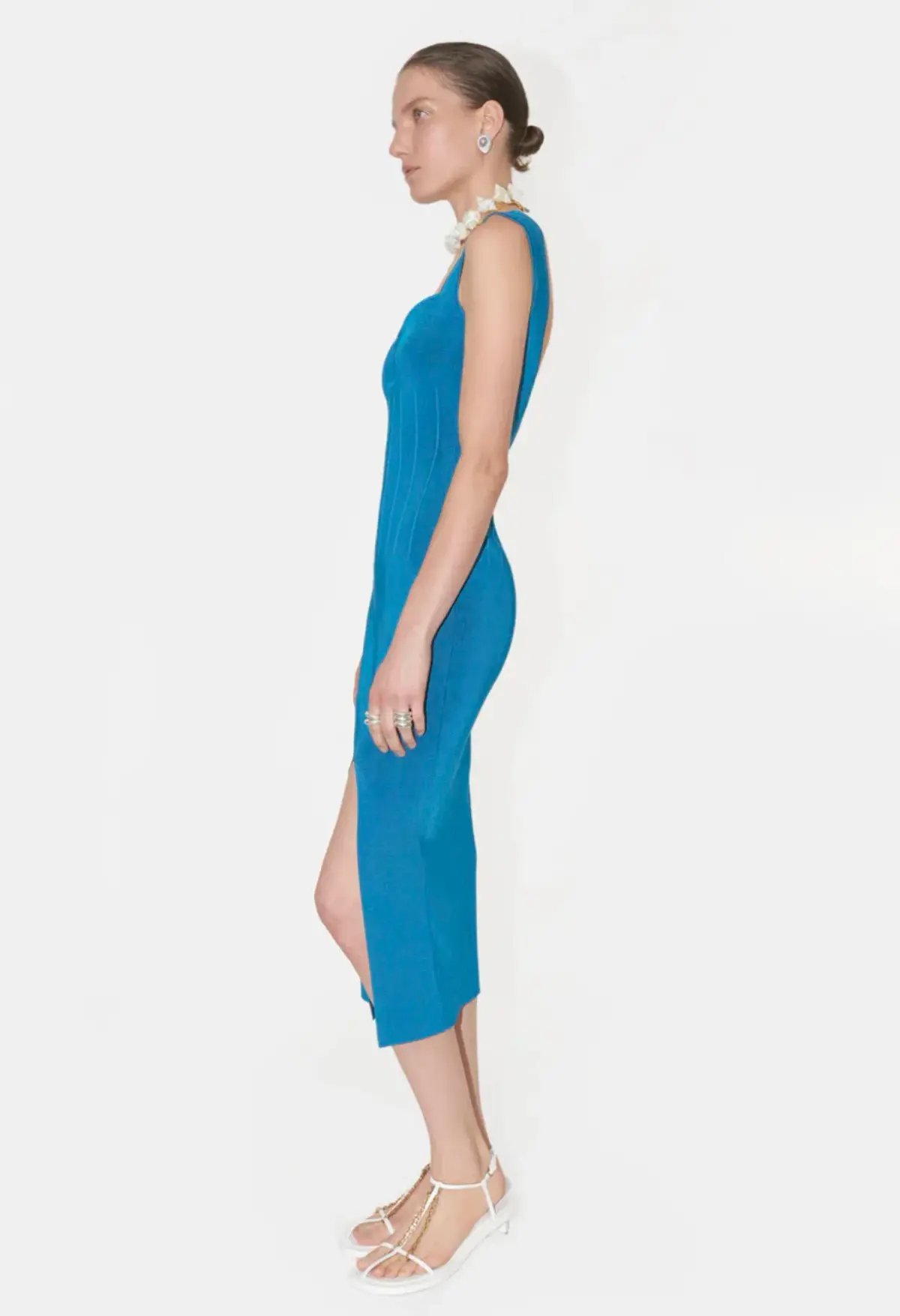 Galvan London Electra Stretch Knit Midi Dress Electric Blue Size XL / AU 16 photo 2