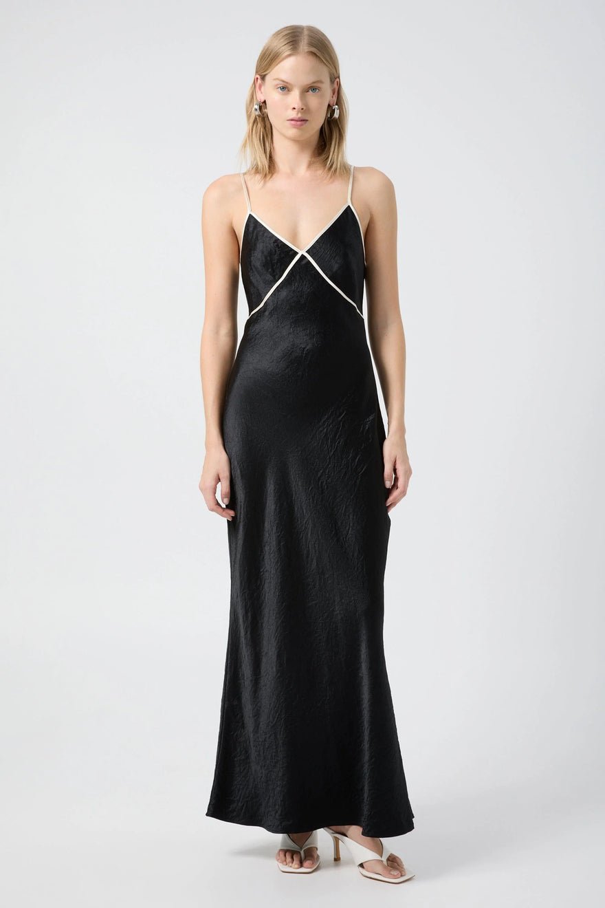 Third Form Crush Contrast Bind Cami Dress - Black & Cream photo 4