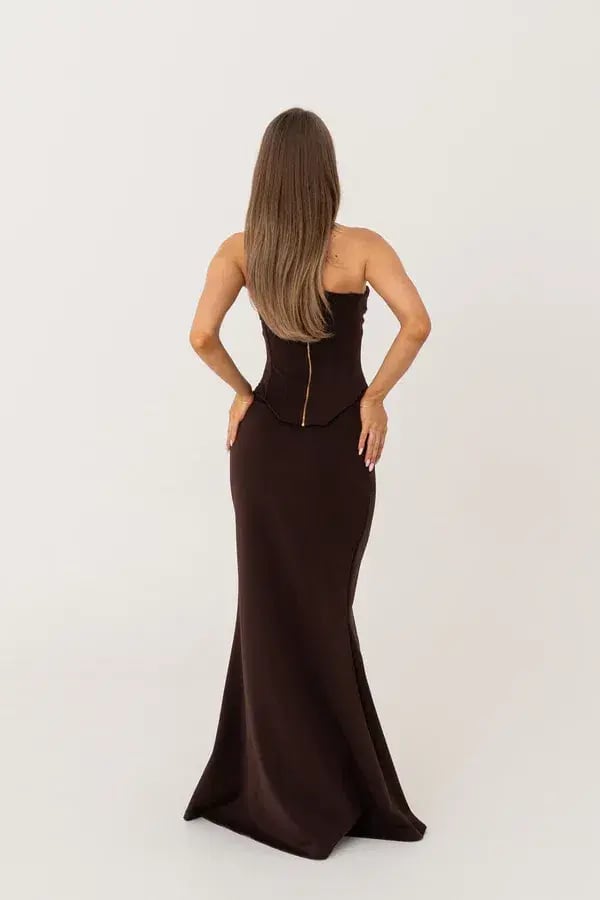 HNTR The Label Louie Gown Brown Size 6 photo 4