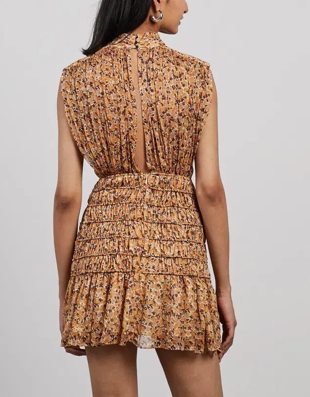 Shona Joy Colette High Neck Sleeveless Corded Mini Dress Print Size 12 photo 3