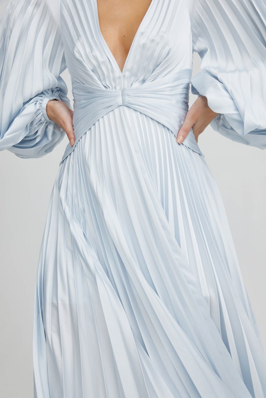 Acler Palms Pleat Dress - Sky Blue photo 2