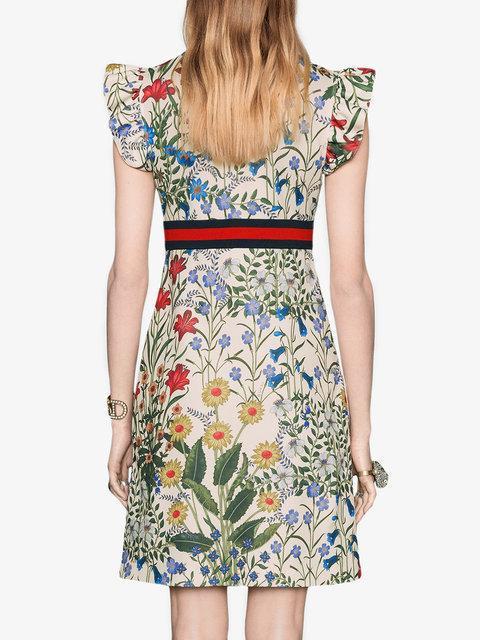 Gucci Floral Jersey Dress Print Size 10 photo 3