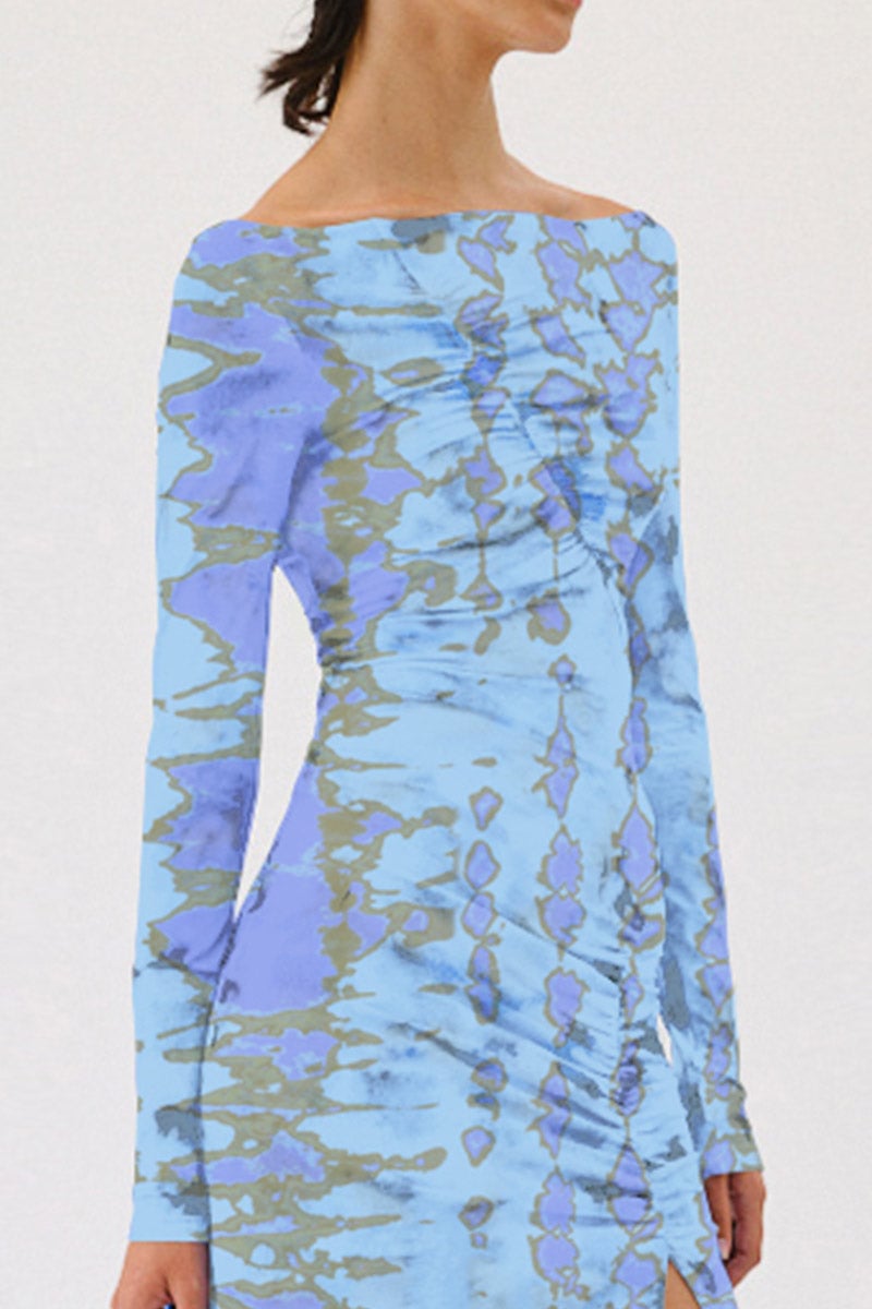 SUBOO CLAUDIA LONG SLEEVED MINI DRESS - ICE BLUE photo 3