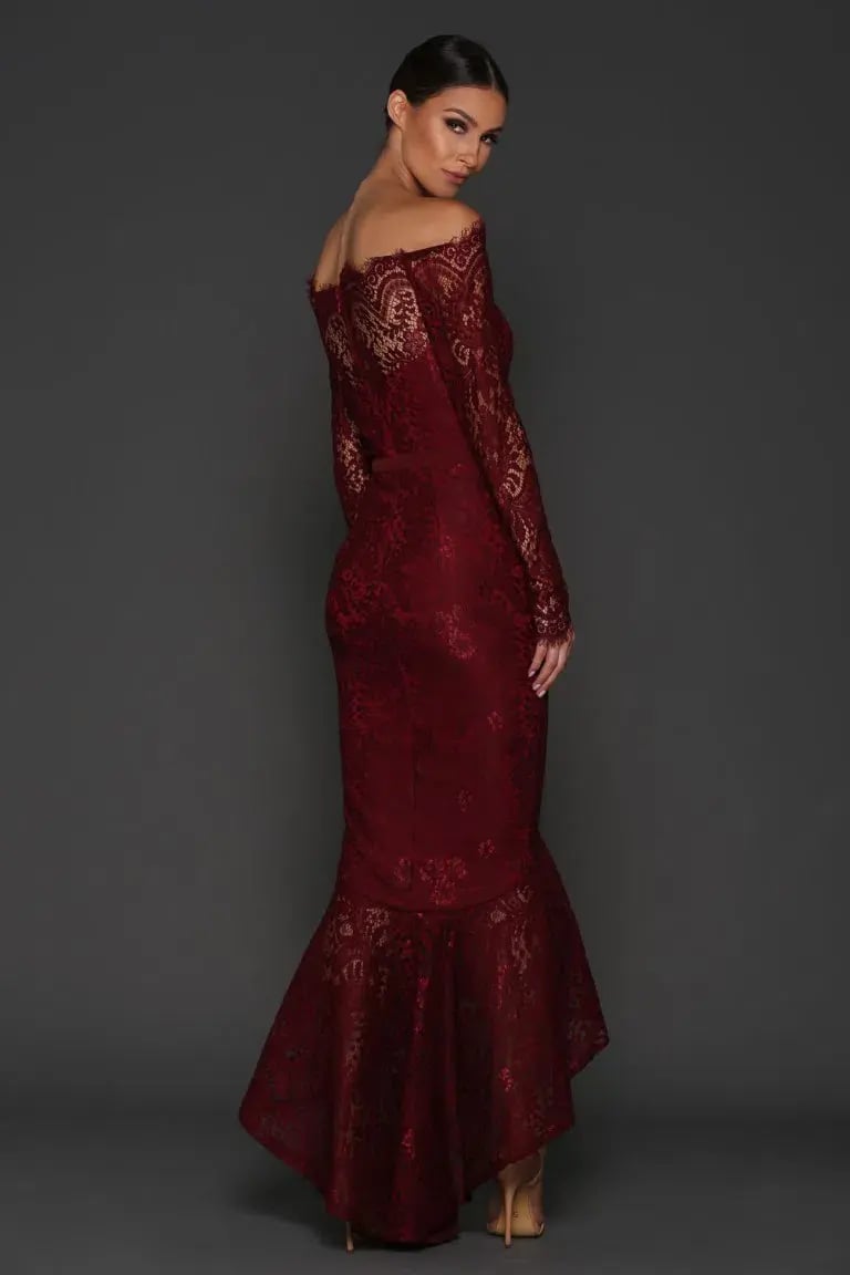 Elle Zeitoune Marchesa Dress Burgundy Size 10 photo 3