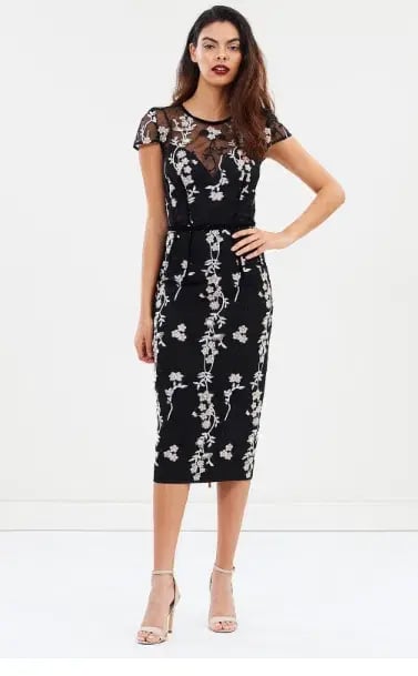 Bronx & Banco Flower Embroidery Midi Dress Size XL/Au 14 photo 5