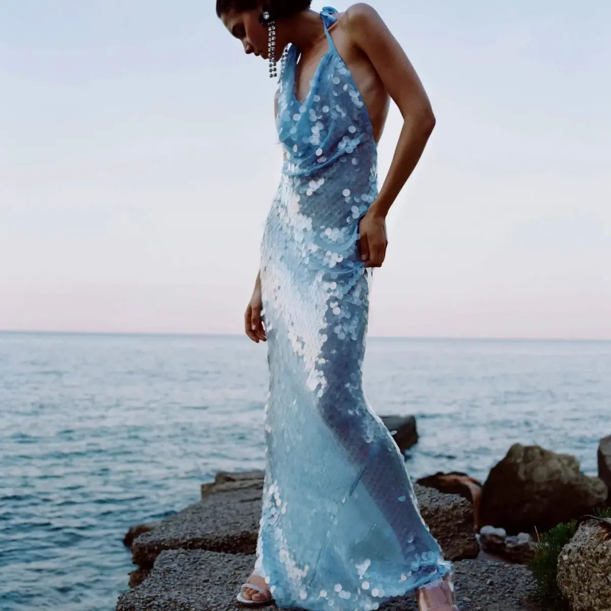 Rat & Boa Anais Maxi Dress Gown In Blue Sequin Size XXS / Au 4 photo 3