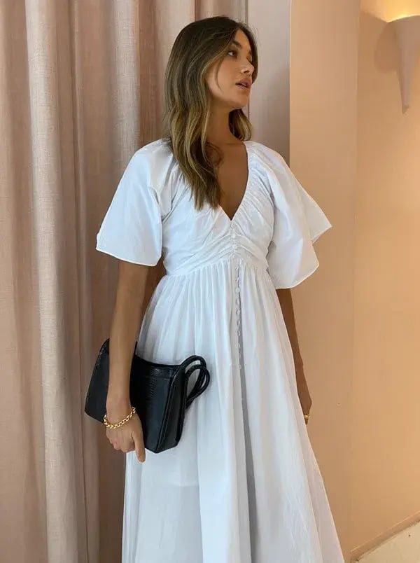Joslin Studio The Sakura Cotton Midi Dress White Size 10 photo 2