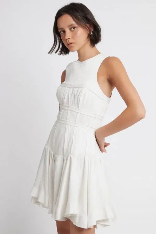Aje Tidal Corset Mini Dress Ivory Size 10 photo 2