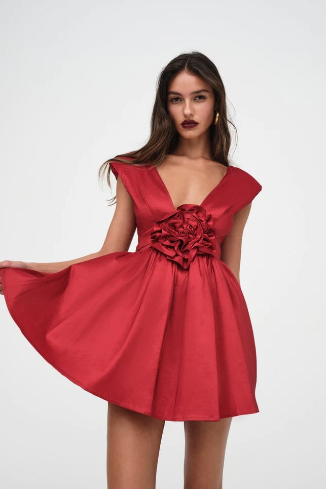 FOR LOVE & LEMONS ROSE MINI DRESS - RED photo 3