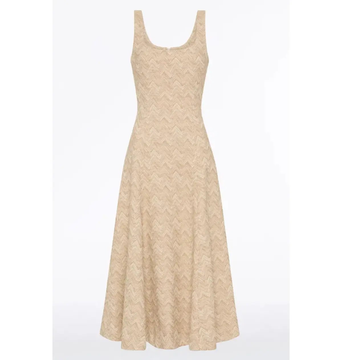 Carla Zampatti Summer Herringbone Fluted Midi Dress Beige Size AU 10 photo 5