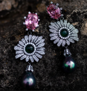 Ashlee Lauren Navi Earrings Pink & Emerald photo 4