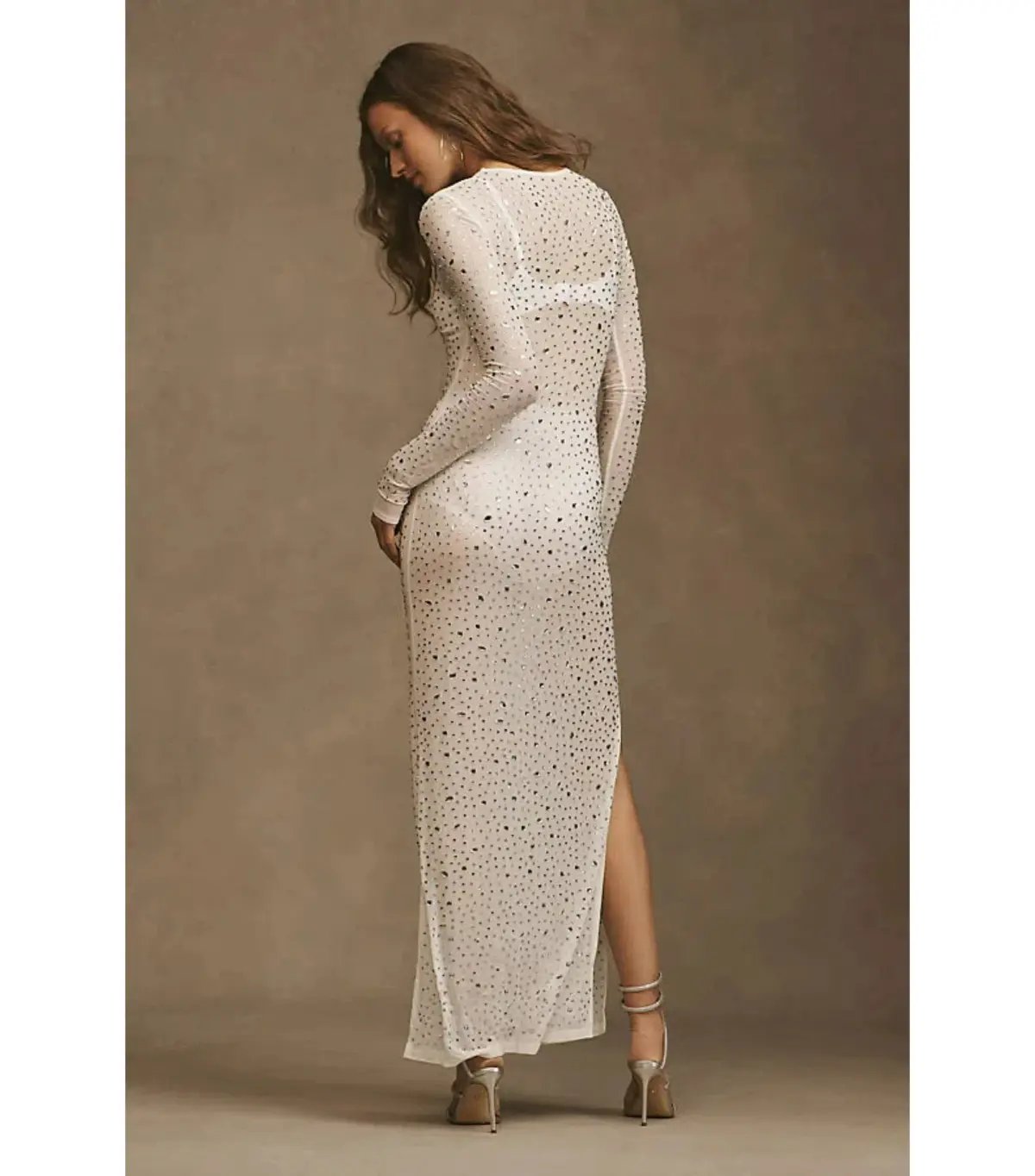 Lamarque Maret Rhinestone Mesh Dress Bisque Size XS / AU 6 photo 3
