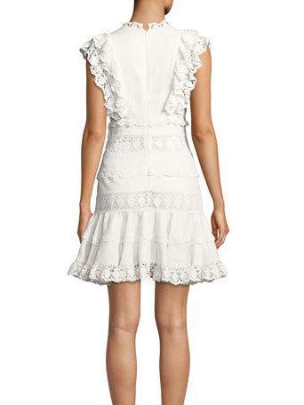 Zimmermann Wayfarer Paneled Flutter Mini Dress Ivory Size 8 photo 3