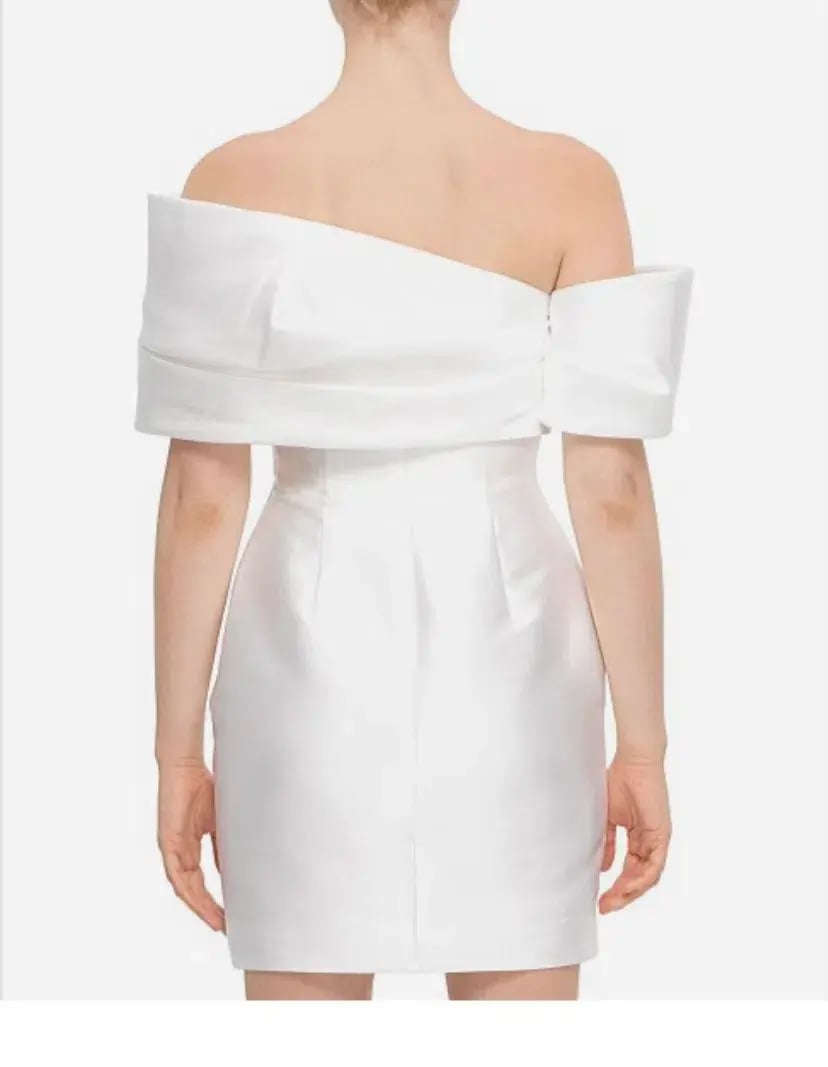 Solace London Edda Off Shoulder Mini Dress Off White Size 12 photo 3