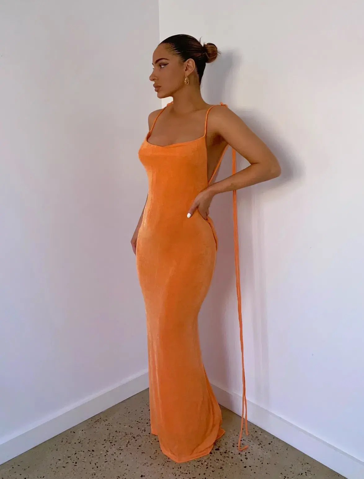 Mélani the Label Cristina Gown - Orange - Size Medium photo 7