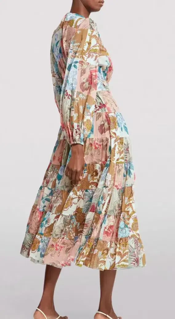 Zimmermann Cassia Patch Wrap Midi Dress Print Size 2/AU12 photo 5