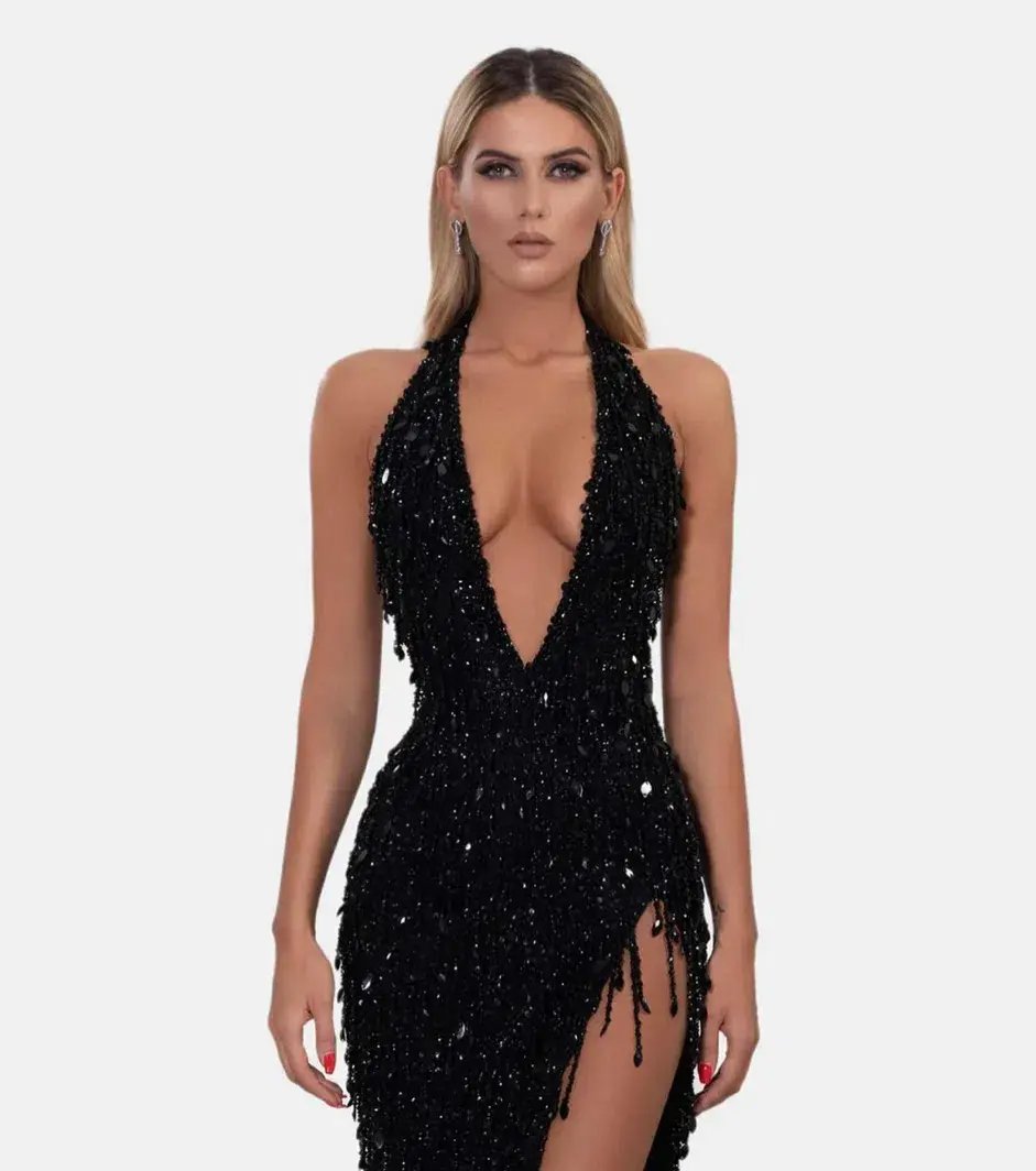 Albina Dyla Black Glamorous Dress Black Size 10 photo 2