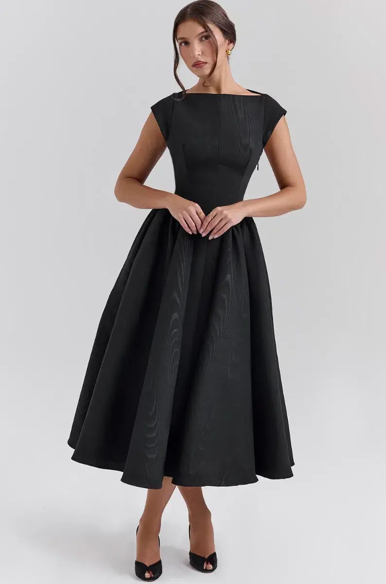 House of CB Debutante Moire Satin Backless Midi Dress Black Size S / AU 8 photo 3