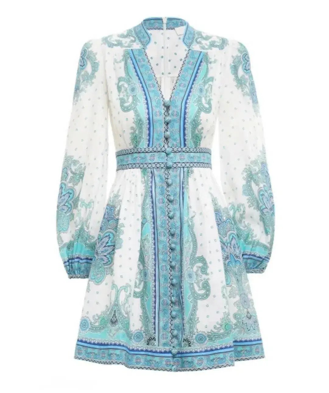 Zimmermann Bells Paisley Short Dress Blue Paisley Size 2 / AU 12 photo 5