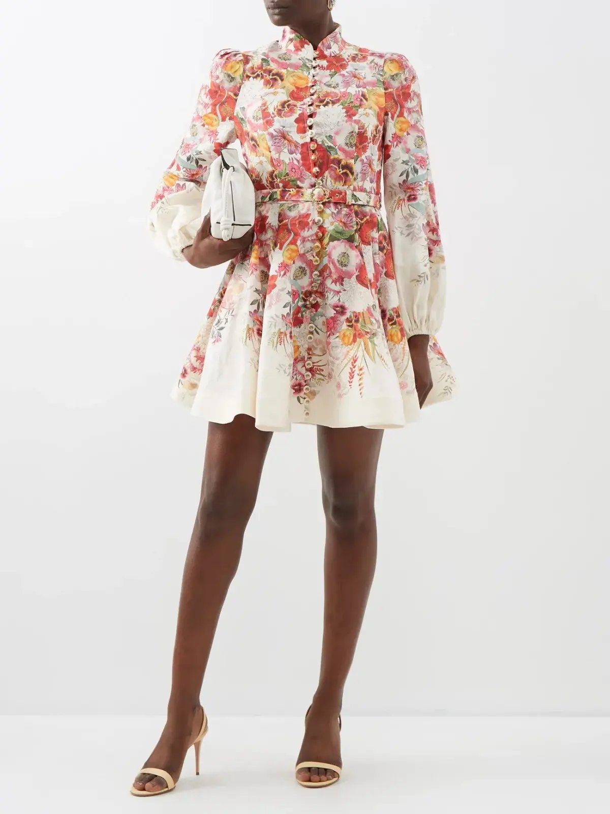 Zimmermann Wonderland Buttoned Mini Dress Floral Size 0/AU 8 photo 2
