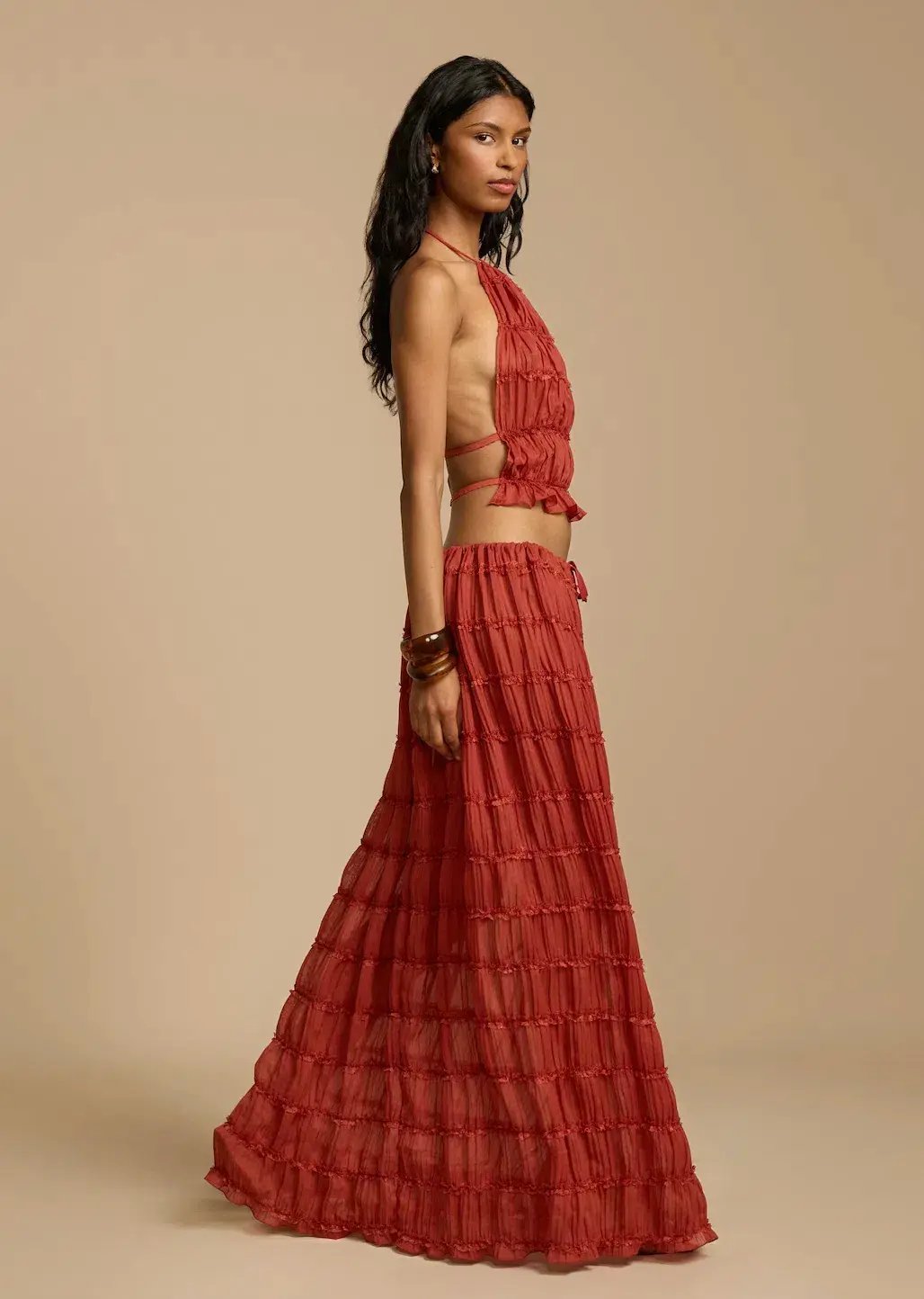 Arcina Ori Juliette Halter Top & Maxi Skirt Set Red Size S / AU 6-8 photo 5