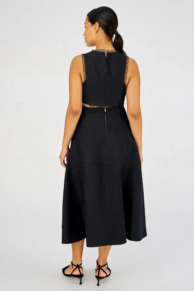 Oroton Lace Flower Midi Dress Black Size 14 photo 6